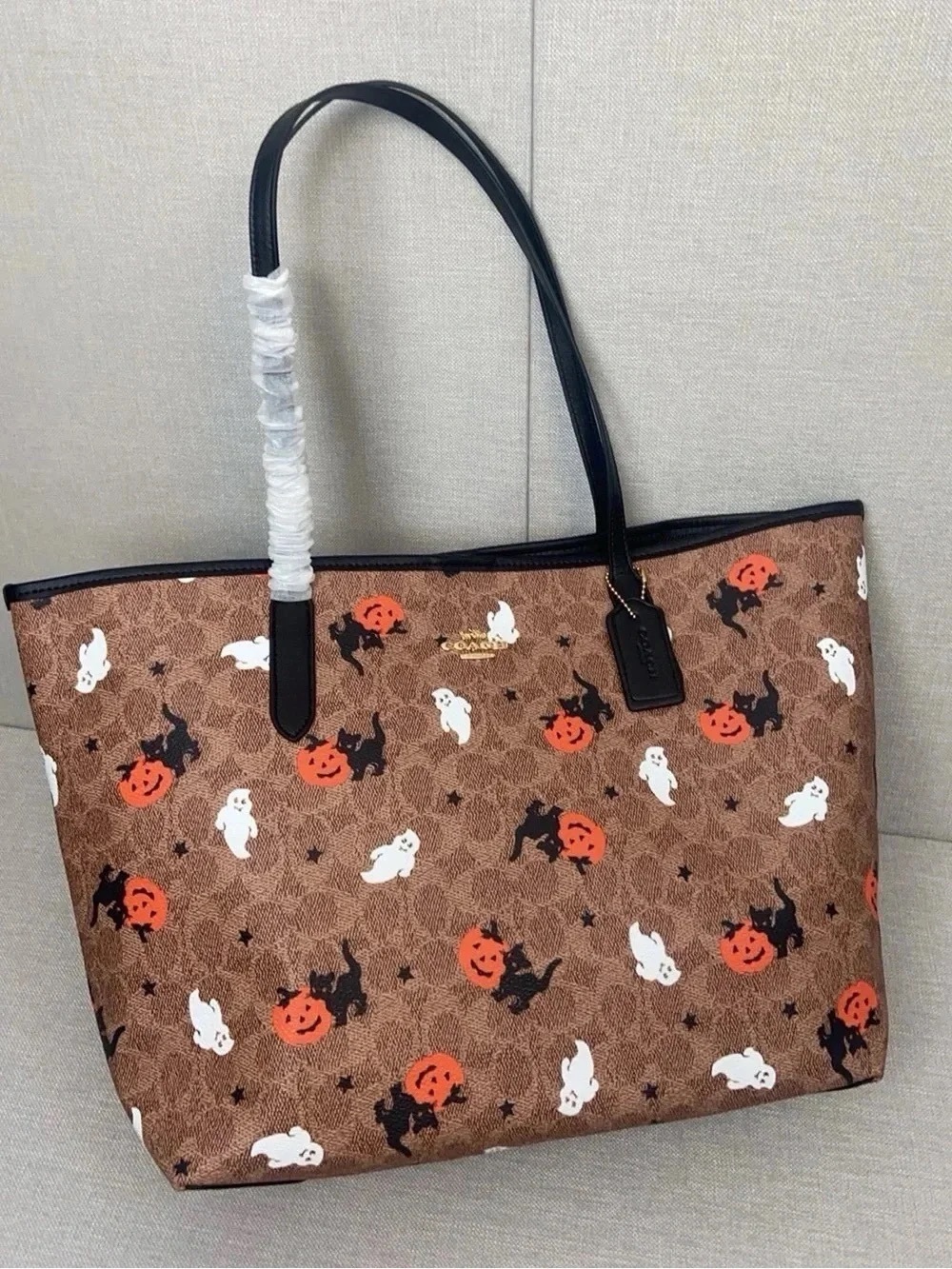 Coach City Tote In Signature Canvas With Halloween Print